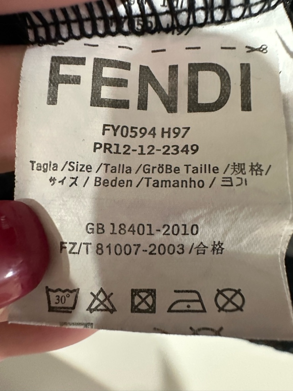 Fendi Black Embossed FF Velour Tee - Picture 5 of 6
